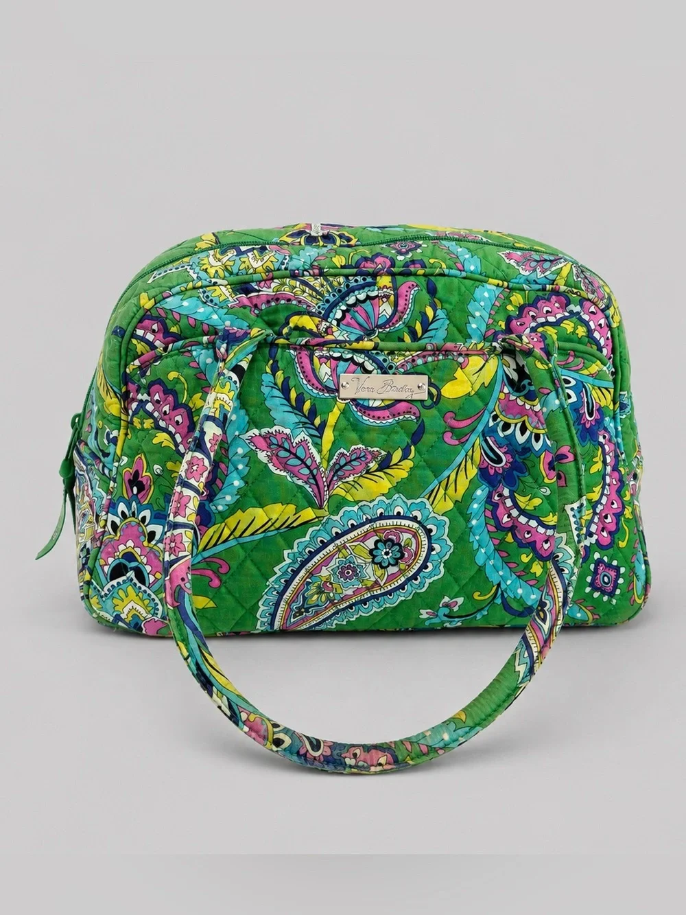 Vera Bradley Emerald Paisley Bowler Bag Shoulder Purse Quilted Bohemian Retired